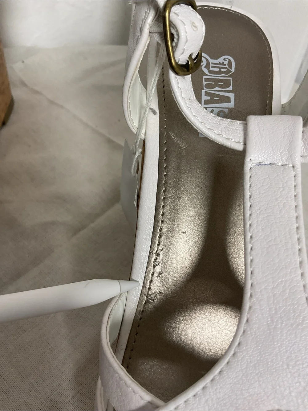 Brash White Strappy Cork Wedge Sandals Size 9 NWT